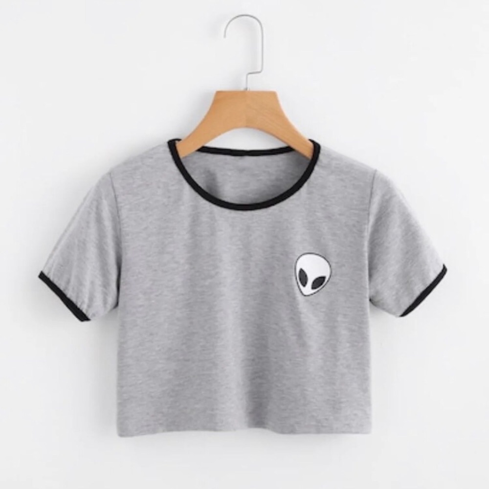 alien gray cropped tee